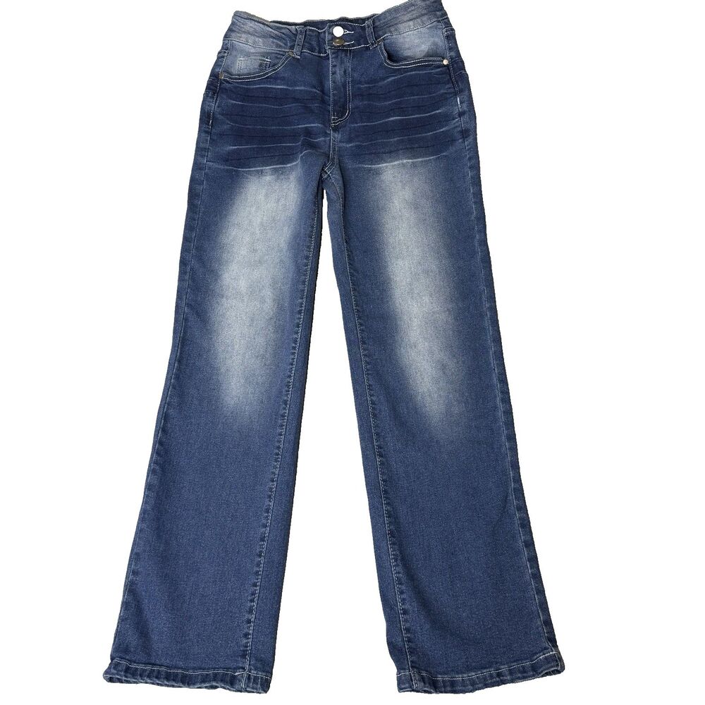 HME Hold My Attitude Wide Leg Blue Jeans Size Medium‎ Inseam 26.5"